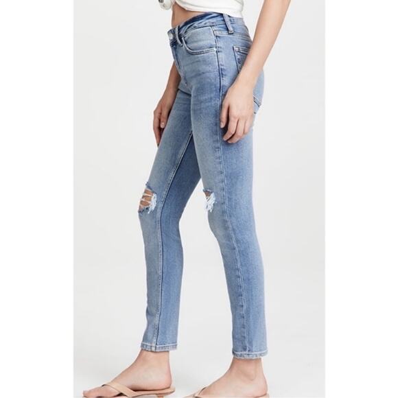 Anine bing gabe jean medium wash straight leg ankle distressed size 25 - Picture 1 of 12